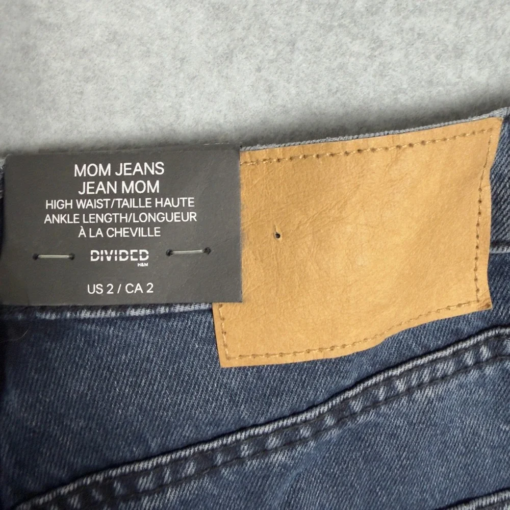H&M Divided Mom Jeans High Waist Button Fly Raw Hem  US 2 - Picture 8 of 9